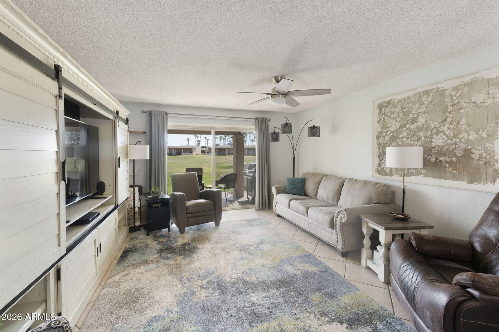 Single-level, no steps — open living and dining area